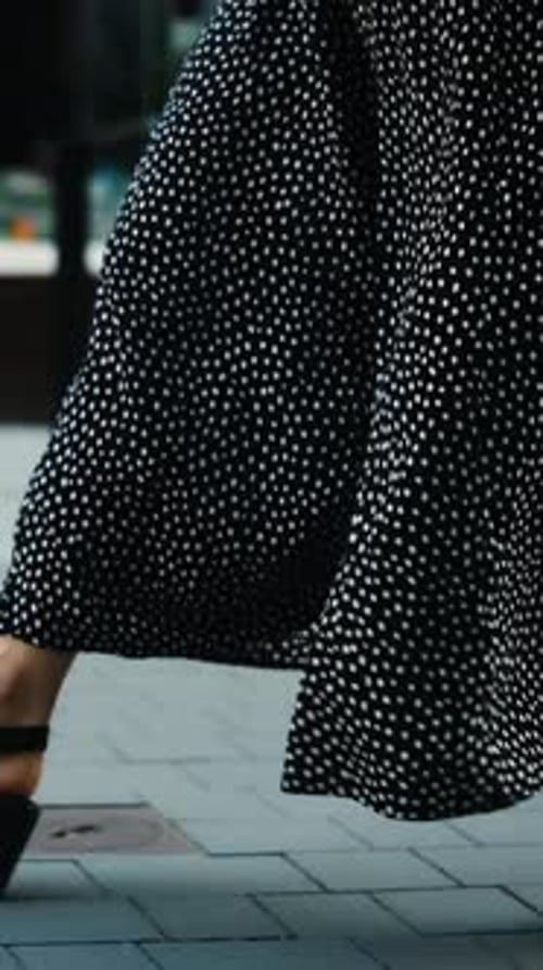Female Feet Walking In Historical Part Of European City