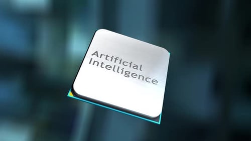 3D Metallic Square with Artificial Intelligence Text