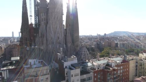 La Sagrada Familia at Sunny Day. Barcelona, Spain