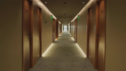 Footage of Empty Hotel Corridor in Modern Hall with Gorgeous Interior Sophisticated and Luxury