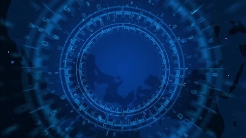 Digital World Map With Vibrant Blue Circular Interface