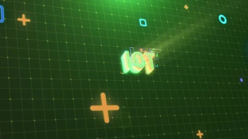 Geometric Grid Background with Abstract Tech Text Reveal