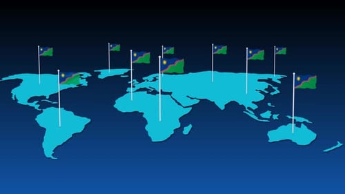 Animated Namibia Flags on World Map Infographic