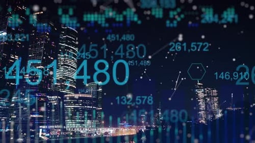 Geschäftsanalysen und globale Geschäftskonzeptdiagramme von Wirtschaftswachstum, Gewinnen und Big Data auf der