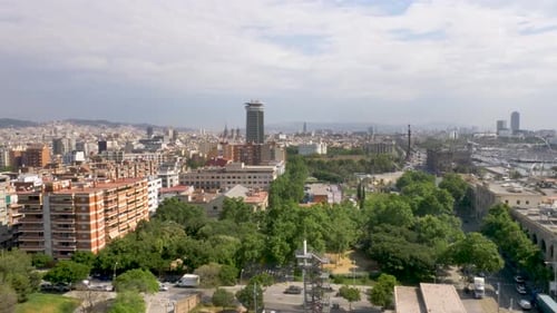 Barcelona, Aerial view of the city skyline on a beautiful day
