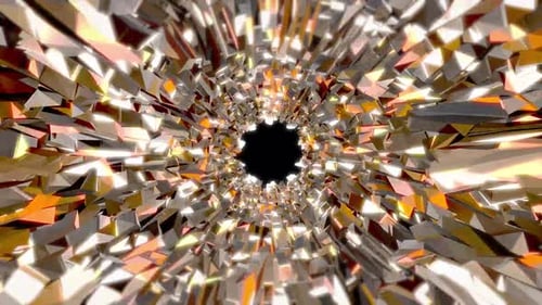 Futuristic Rotating 3 D Geometric Tunnel. 4 K