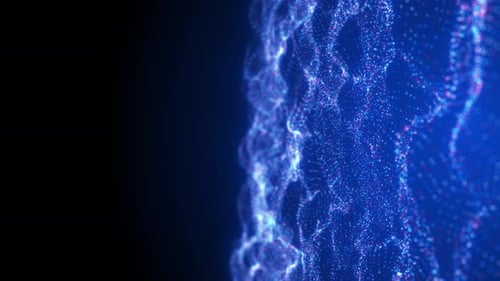 Flowing Digital Circle Particle. Blockchain Technology Concept.