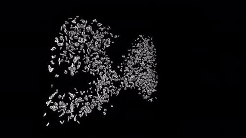 Number 54 Made of Numbers with Alpha Channel. 3D Font Number Animation. Transparent Background
