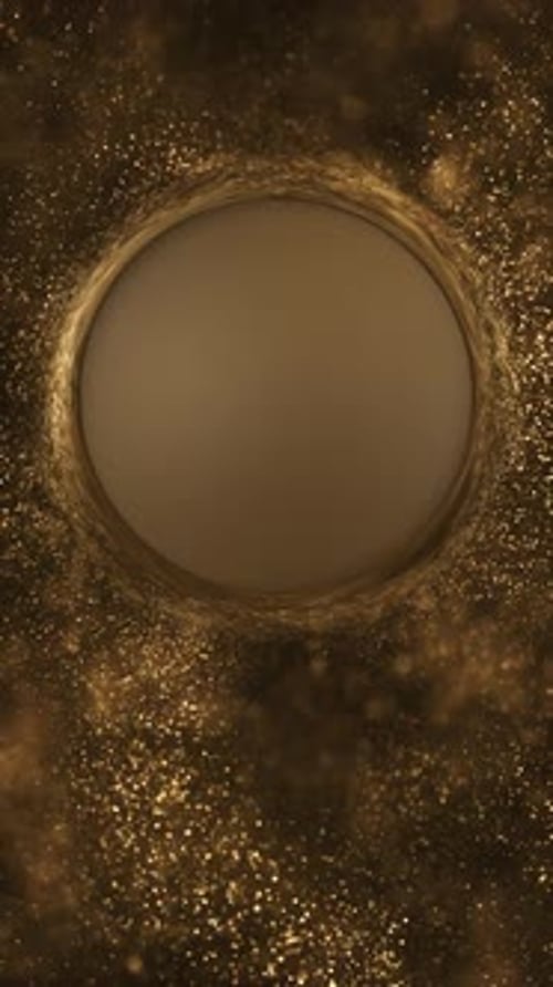 Golden Glitter Particle Swirl with Central Reveal Loop