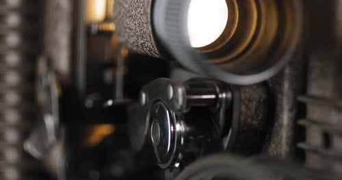Close Up of Vintage Film Projector Lens