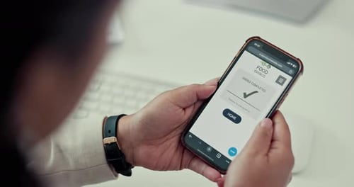 Ordering Food on Mobile Phone App at Work