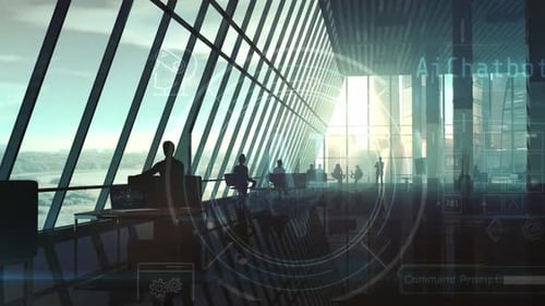 Infographic Projections On The Background Of The Office