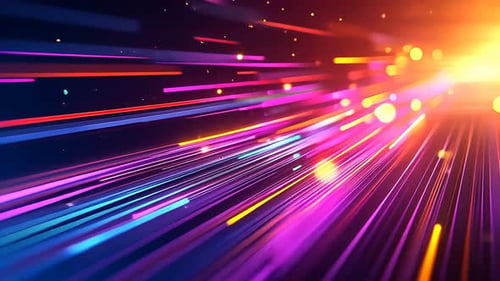 Abstrakte, lebendige Bewegungsunschärfe aus bunten Lichtstreifen. Dynamische Energie, die nach außen abstrahlt