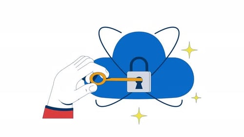 Keeping data safe on cloud encryption 2D animation
