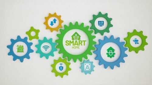 Animated Smart Home Technology System with Interlocking Gears