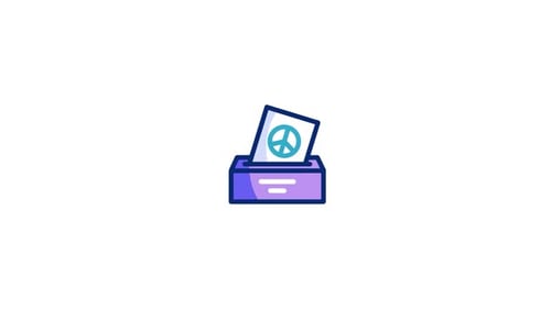 Animated Ballot Box with Peace Sign Icon