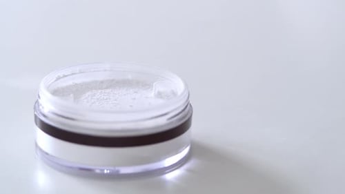 Closeup Of Makeup Brush And Powder For Womens Cosmetics