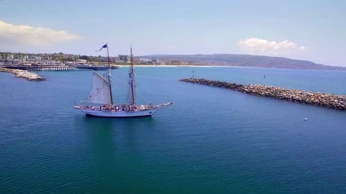 Redondo Beach, CA / USA - June 16 2016: Old Ship Sailboat
