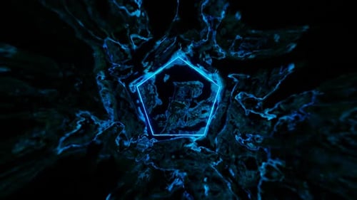 Cyan Pentagon Liquid Effect Background Loop Animation In 1080Hd