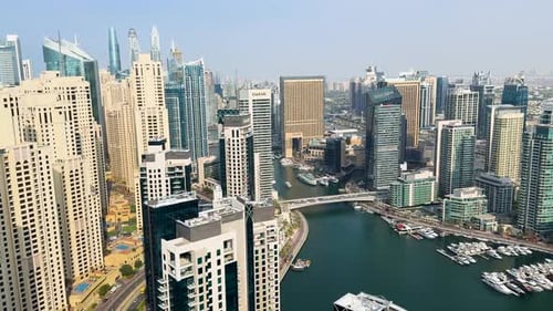 Panoramic view of Dubai Marina skyline in Dubai, United Arab Emirates