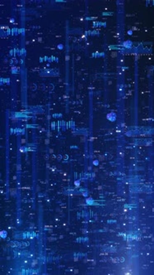 Complex Abstract Financial Data Analytics Dashboard Dense Field of Blue Graphs Charts Digital