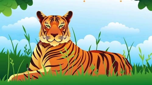 Bengal Tiger Resting in Forest - Wildlife - Cartoon Animals