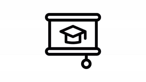 Minimalist Graduation Cap Icon Reveal on Projection Screen