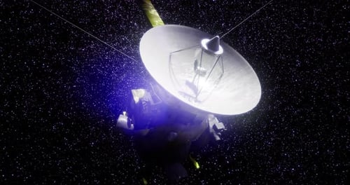 Futuristic Space Probe Rotating in Deep Space