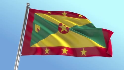 Grenada Flag Waving Loop with Realistic Fabric