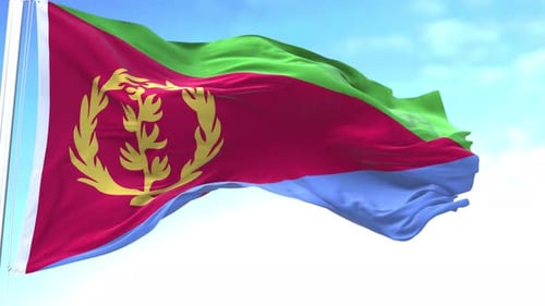 Waving Eritrean Flag with Realistic Fabric Motion