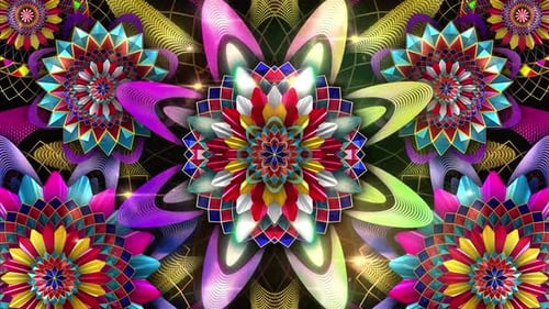 Vibrant Geometric Mandala Pattern Looping Background Animation
