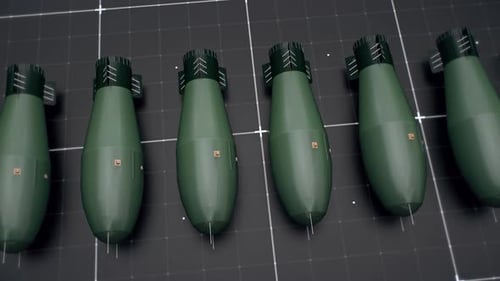 Animated 3D Military Bombs on Grid