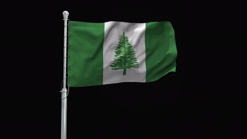 Waving Norfolk Island Flag on a Pole
