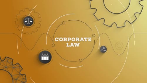 Infographie Droit Entreprise sur fond jaune en boucle