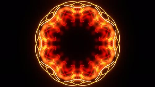 Red And Orange And Yellow Neon Exciting Mandala Background Vj Loop | 4K
