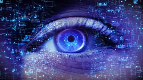 Digital Eye Technology HUD Data Visualization Background Loop