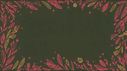 Hand-Drawn Botanical Frame Animation with Sketchy Leaves and Berries