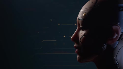 Profil Android futuriste avec fond numérique