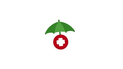 Animated Healthcare Protection Icon with Umbrella and Cross