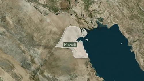 World Map Zoom In to Kuwait Location Reveal Animation