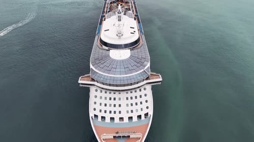 Aerial View of a Majestic Cruise Ship at Sea