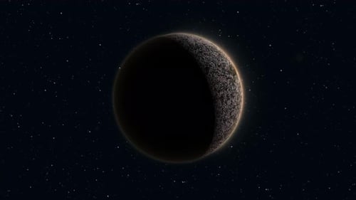 Abstract looped spinning planet stone round sphere in space against the background of stars