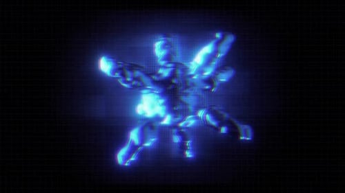 Glowing Fluid Abstract Shape with Futuristic Glitch Effects