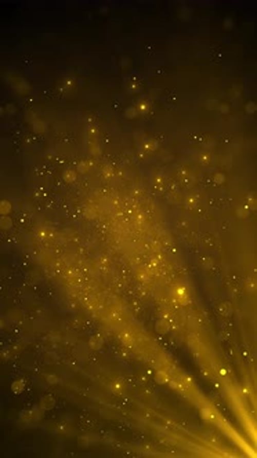 Elegant Golden Particles and Light Rays Vertical Motion Background