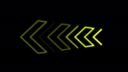 Animation of a Yellow Neon Arrow Pointing Left on a black background