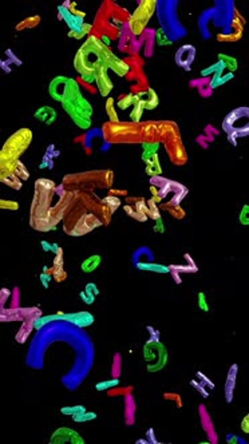 Animated Falling Colorful Balloon Letters Vertical Loop