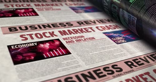 Stock market crash and business crisis newspaper printing press