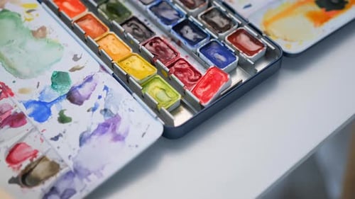 Woman with Watercolor Indoors