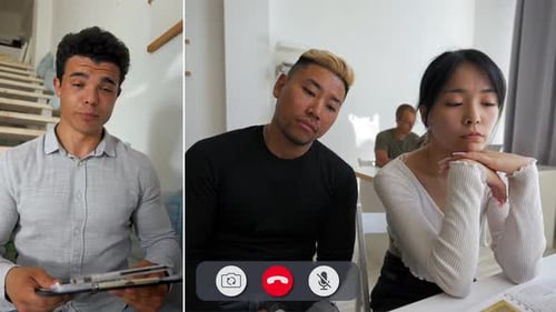 Three Participants Engaging in Online Discussion From Afar