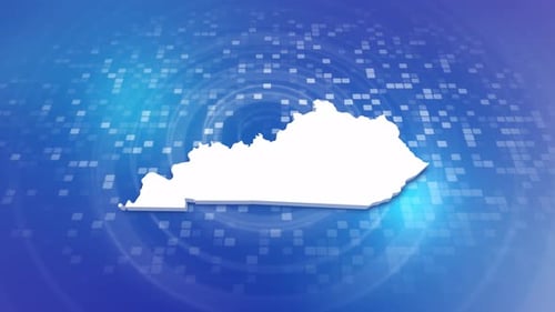 Animated Map of Kentucky State on Digital Blue Grid Background
